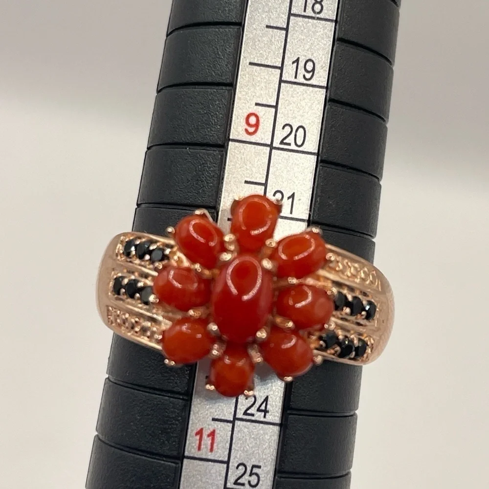 STS Flower Clemency Sterling Silver Coral Cluster Ring, Size 10.25